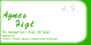 agnes higl business card